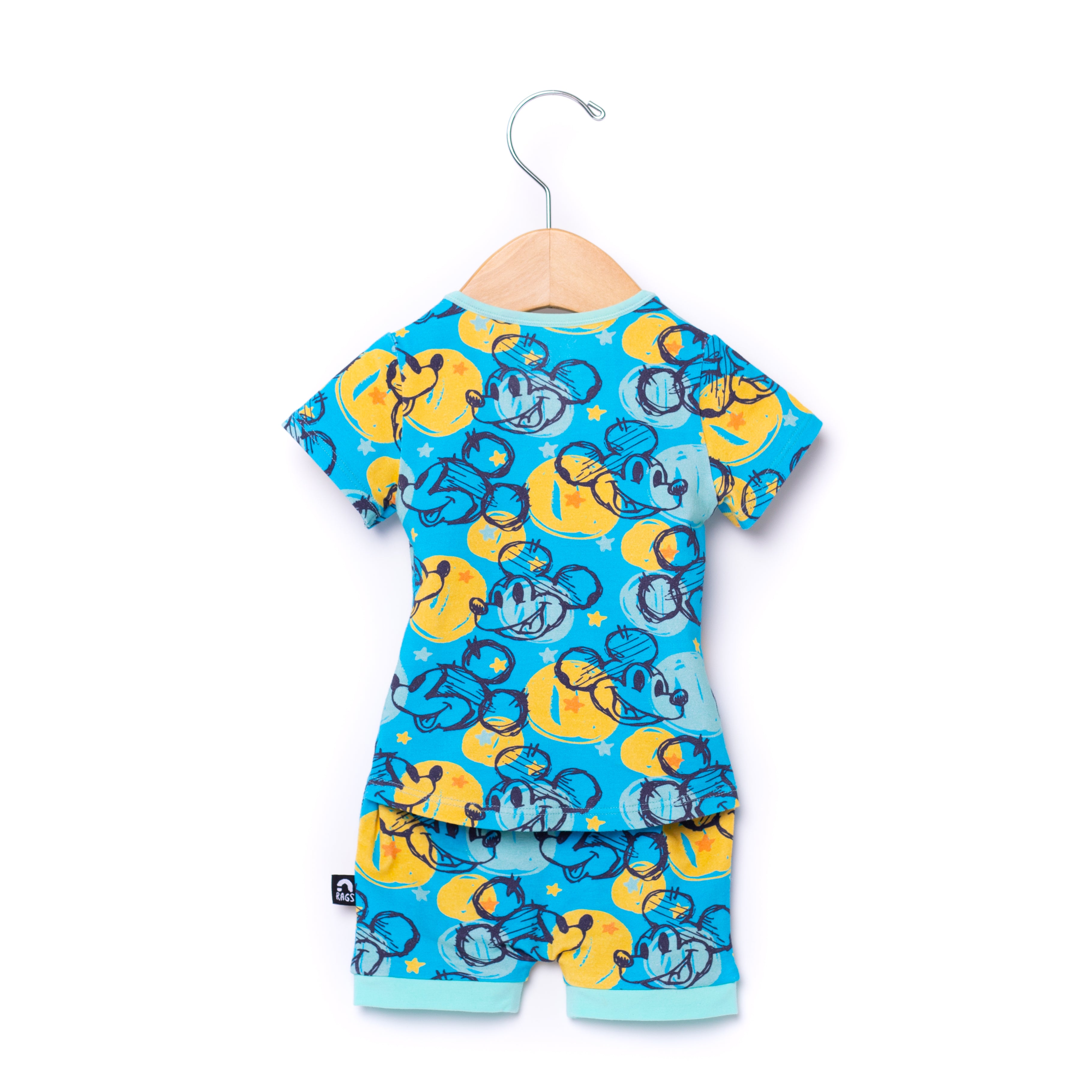 Infant Peekabooty™ Short Sleeve Short Rag Romper - 'Mickey Mouse Polka Dots (FINAL SALE)' - Blue - Disney Collection from RAGS -