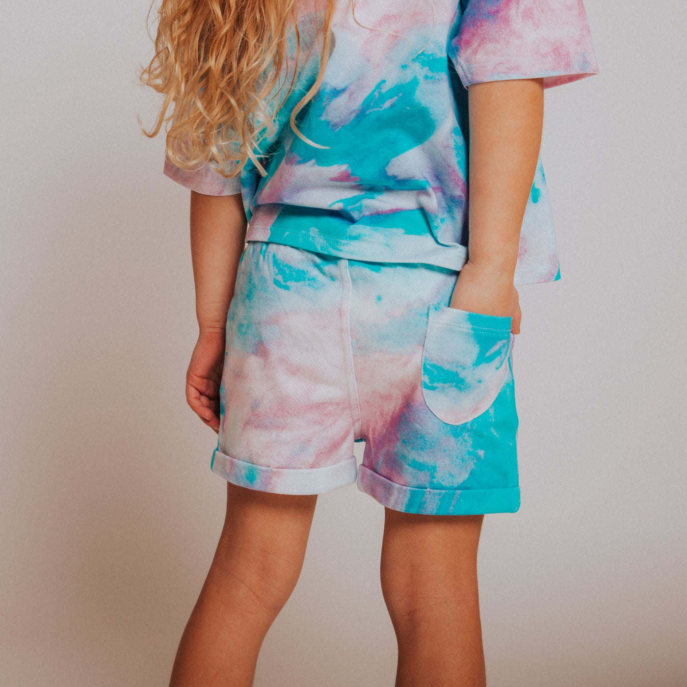 Shorts with Rolled Hem - 'Pastel Tie Dye (FINAL SALE)'