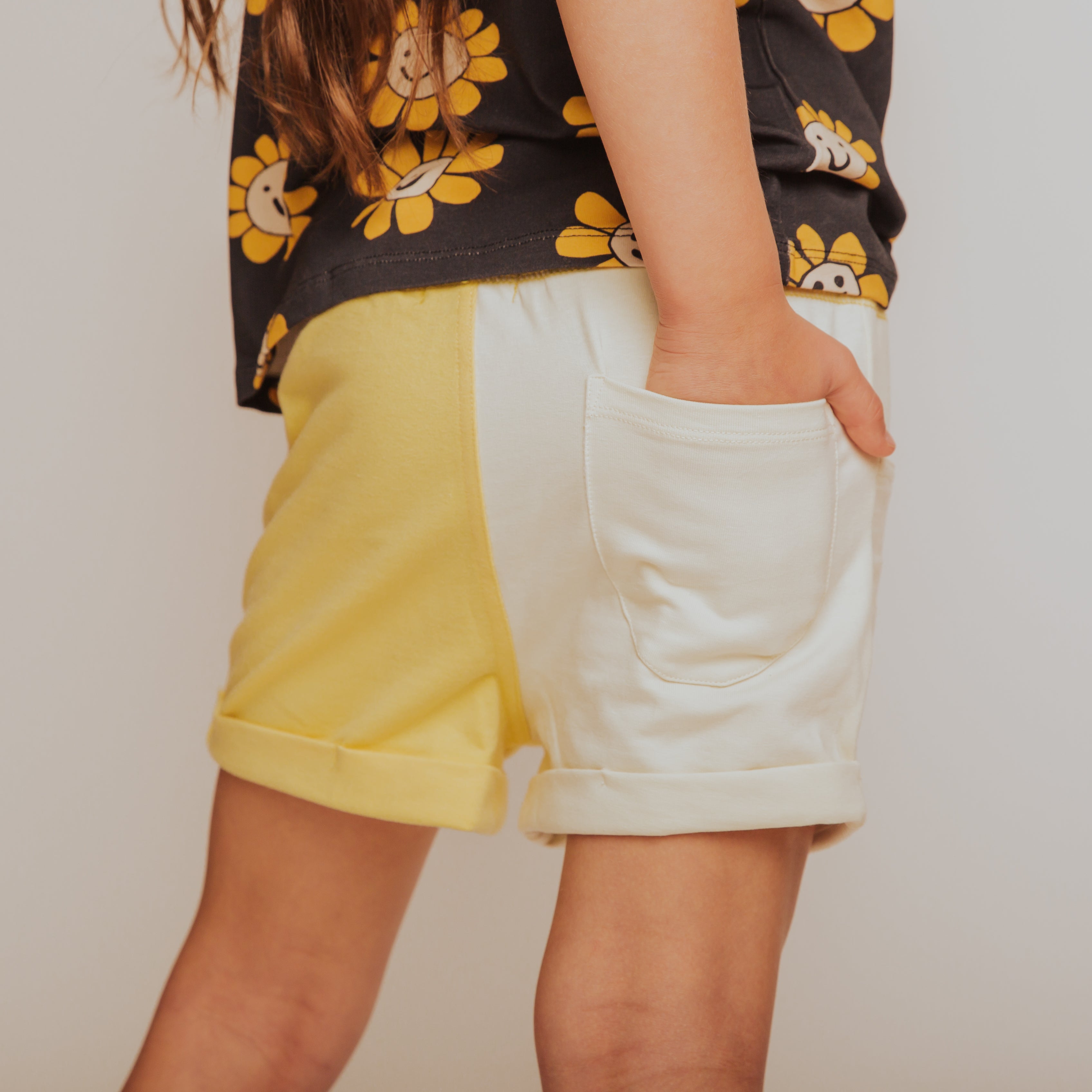 Girl Shorts with Rolled Hem - 'Peace Sign'