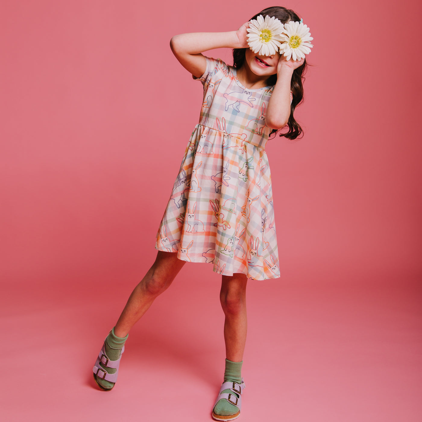 Short Sleeve Swing Dress - 'Bunny Hop' - RAGS Easter Collection (Final Sale)