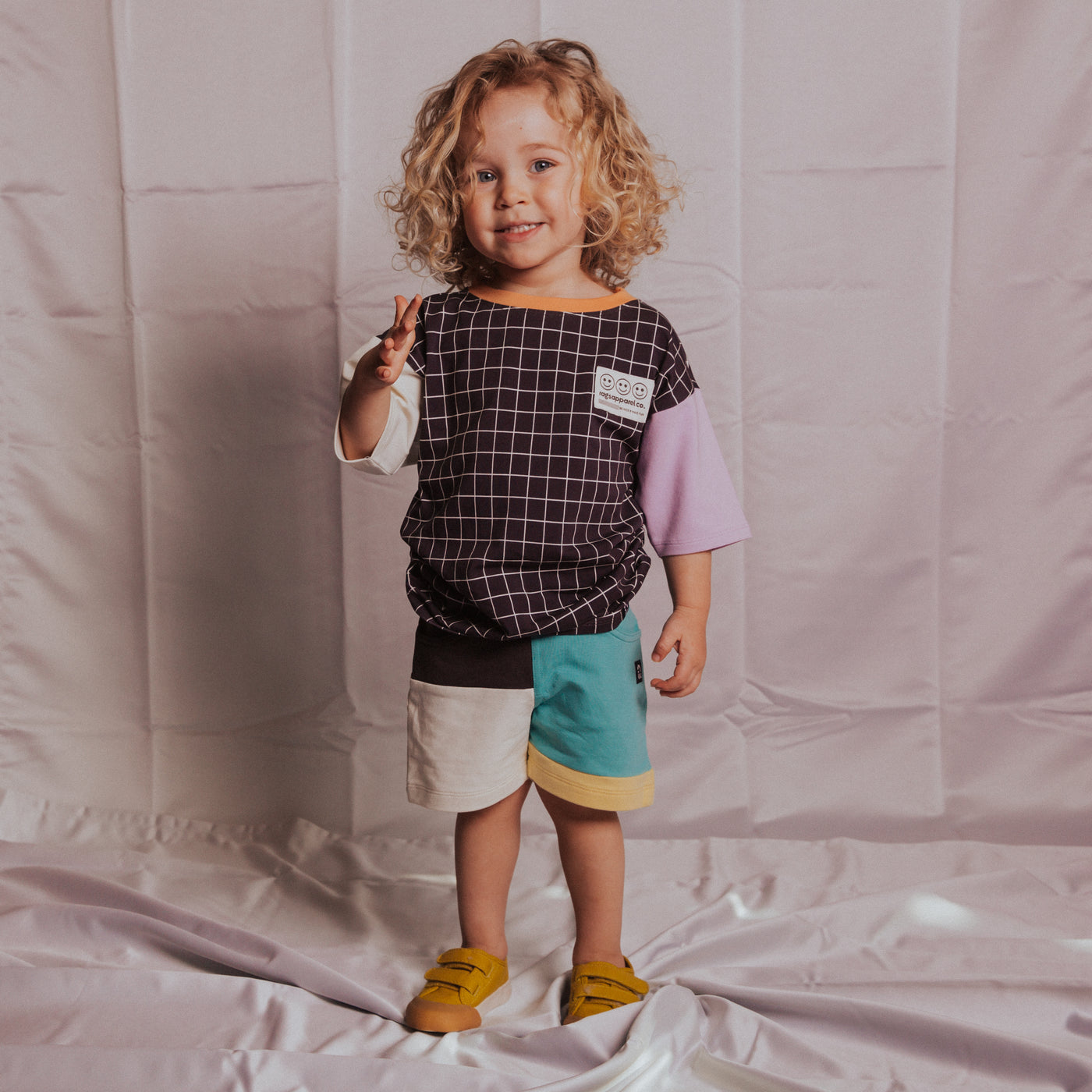 Kids Shorts - 'Turquoise Color Block (FINAL SALE)'
