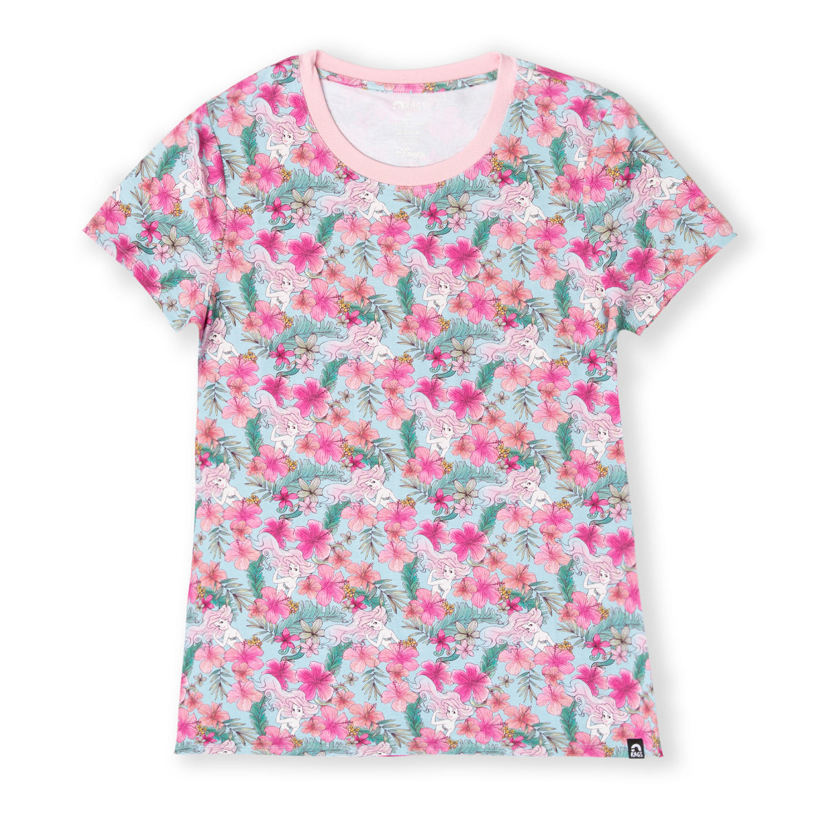 Women's Tee - 'Ariel Tropical Floral (FINAL SALE)' - Disney Princess Collection from RAGS -