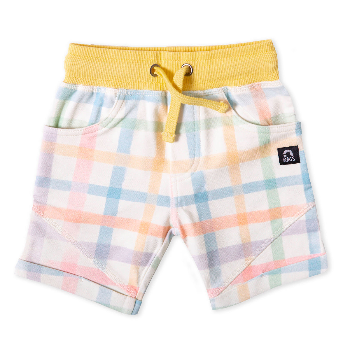 Shorts with Rolled Hem - 'Watercolor Plaid (FINAL SALE)'